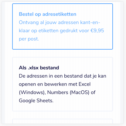 Exporteer de bestanden als Excel of CSV-bestand