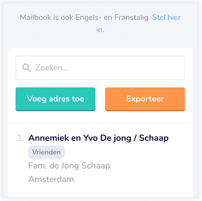 Instellingen van Mailbook